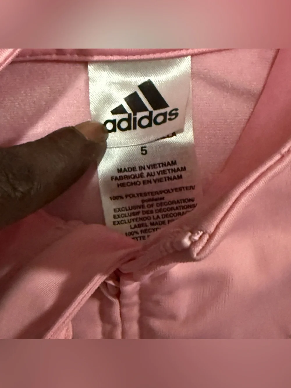 adidas Kids' Pink Track Jacket with White Stripes Size 5